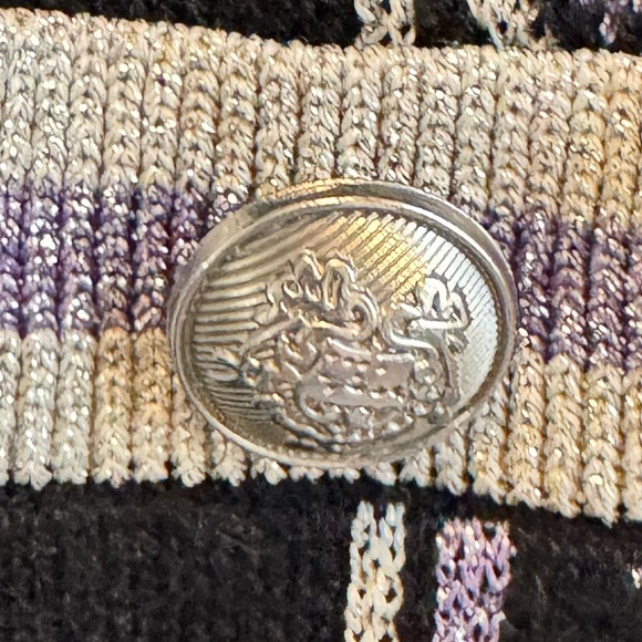 Maje Martch Monogrammed Metallic Jacquard Silver Black Cardigan - Picture 10 of 10